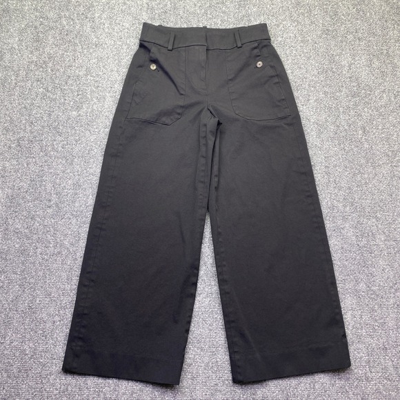 J.Crew Pants - J.Crew Sydney Wide Leg Pant Cotton Blend Black Cropped Trousers Women Sz 0 BF404